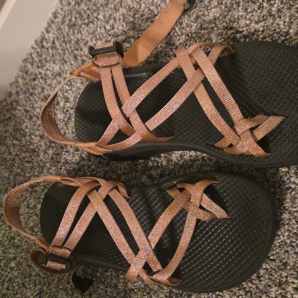 Chaco Rose Gold Strappy Sandals with Black Sole - Picture 2 of 3